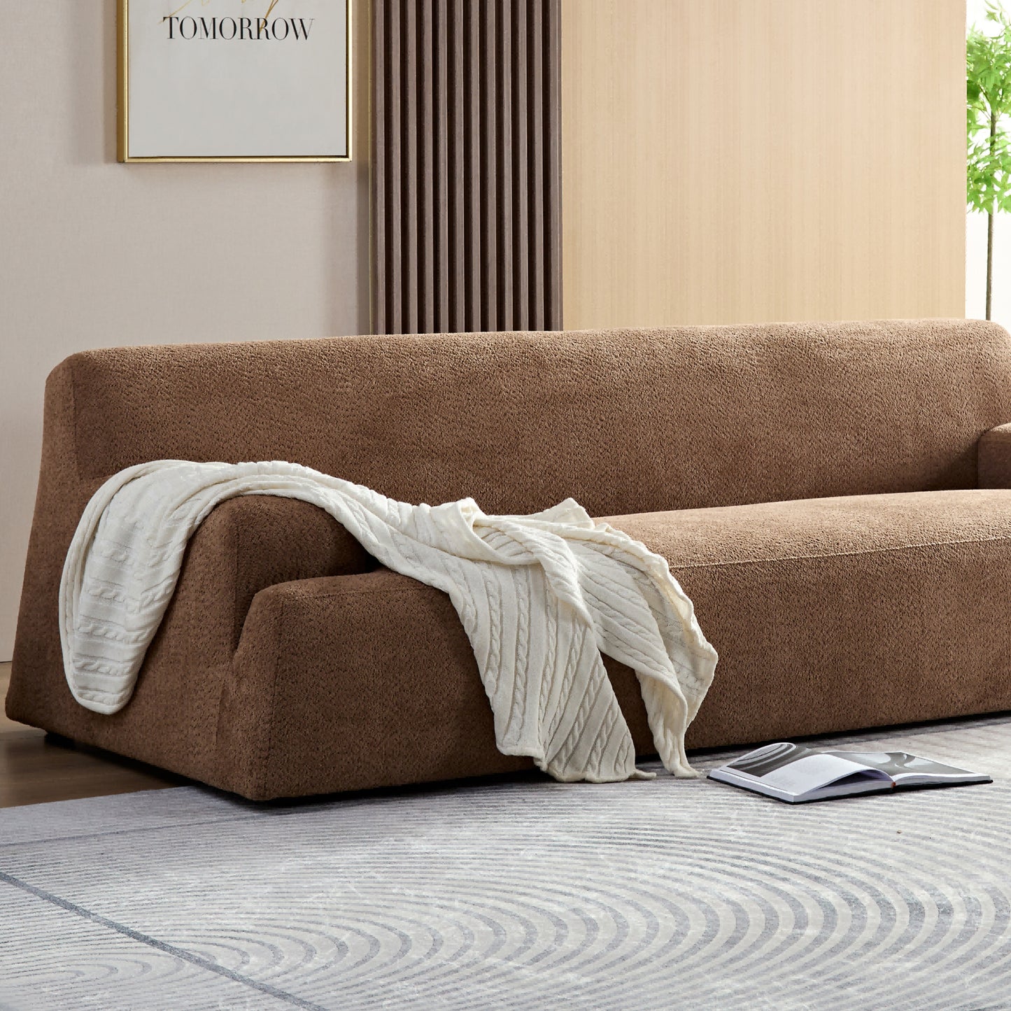 Luxury Lambswool modern durable fabric, solid wood frame sofa