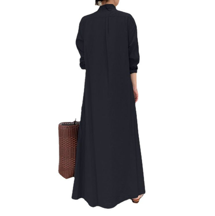 Casual Loose Women's Solid Color Long Sleeve Dress