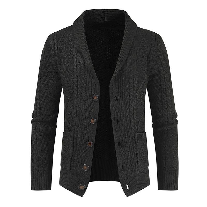 Men&#039;s Sweater 2023 Winter New Cross-border Amazon Foreign Trade Gouhua Knitted Cardigan Loose Thickened Jacket