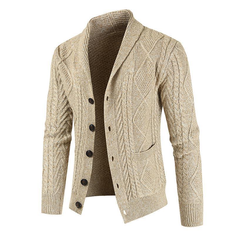 Men&#039;s Sweater 2023 Winter New Cross-border Amazon Foreign Trade Gouhua Knitted Cardigan Loose Thickened Jacket