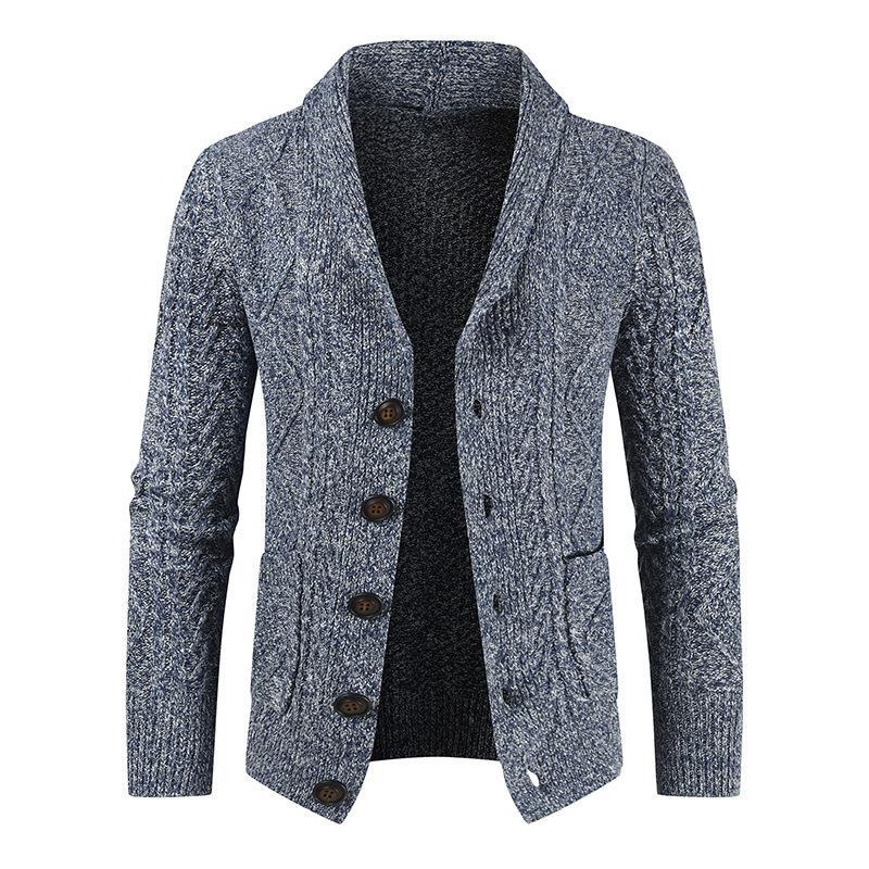 Men&#039;s Sweater 2023 Winter New Cross-border Amazon Foreign Trade Gouhua Knitted Cardigan Loose Thickened Jacket