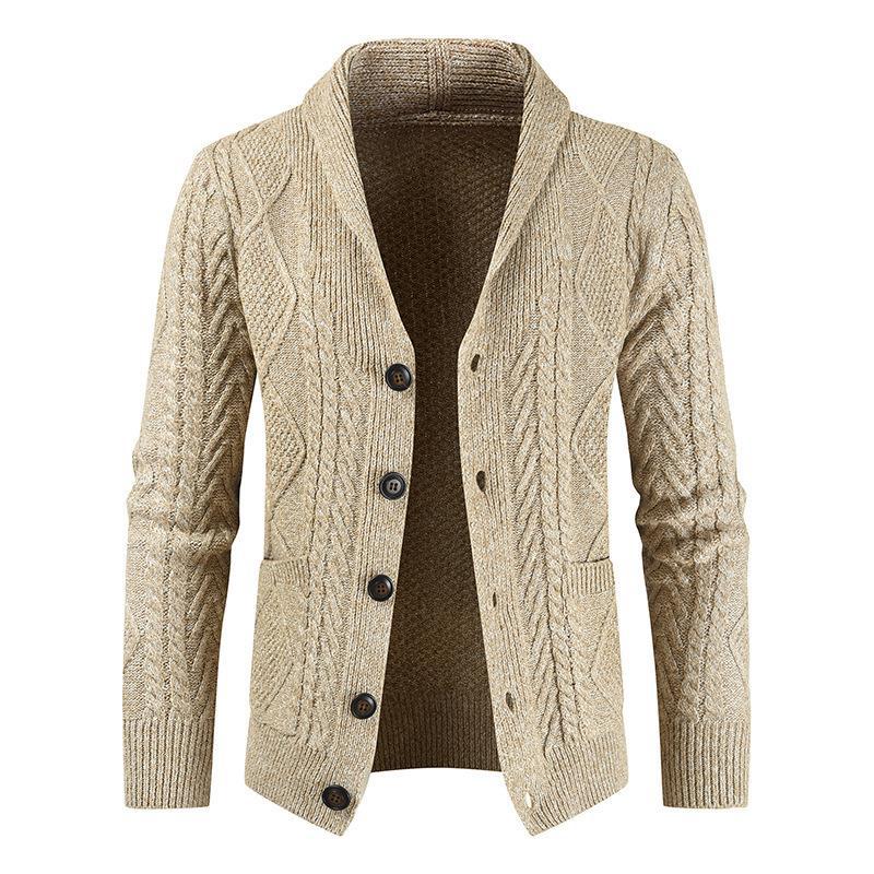 Men&#039;s Sweater 2023 Winter New Cross-border Amazon Foreign Trade Gouhua Knitted Cardigan Loose Thickened Jacket