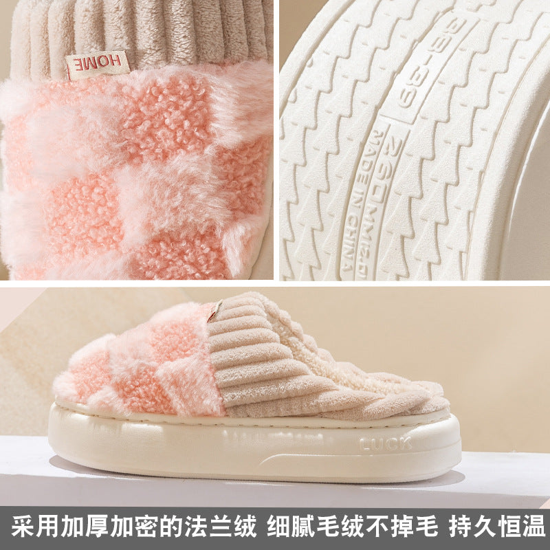 Cotton Slippers For Women Winter Indoor Warm And Plush