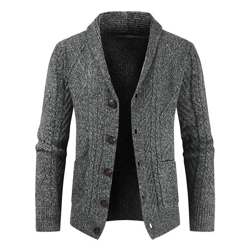 Men&#039;s Sweater 2023 Winter New Cross-border Amazon Foreign Trade Gouhua Knitted Cardigan Loose Thickened Jacket