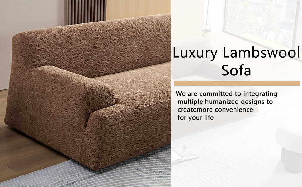 Luxury Lambswool modern durable fabric, solid wood frame sofa